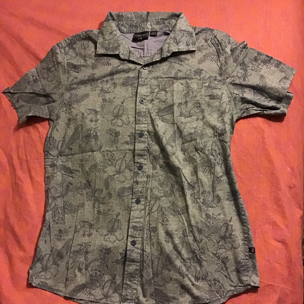 Cherokee Hawaiian Button Down Shirt Sz L